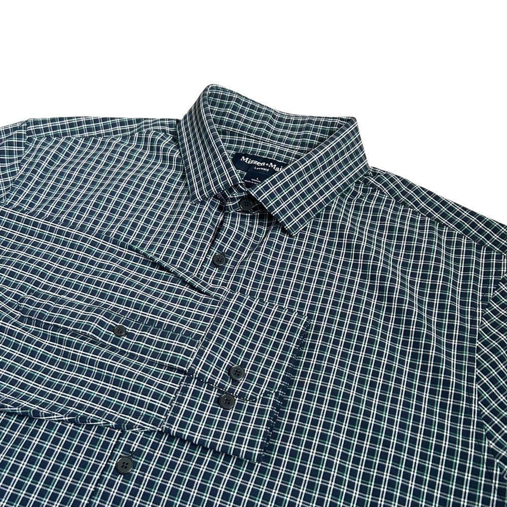 Mizzen+Main Mens Leeward Button Up Dress Shirt Long Sleeve Blue Size Large